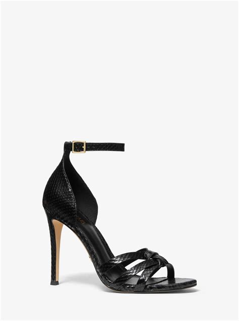 michael kors brinkley|Brinkley Snake Embossed Leather Sandal .